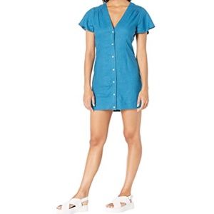 BCBGeneration Blue Linen Button Down Shirtdress